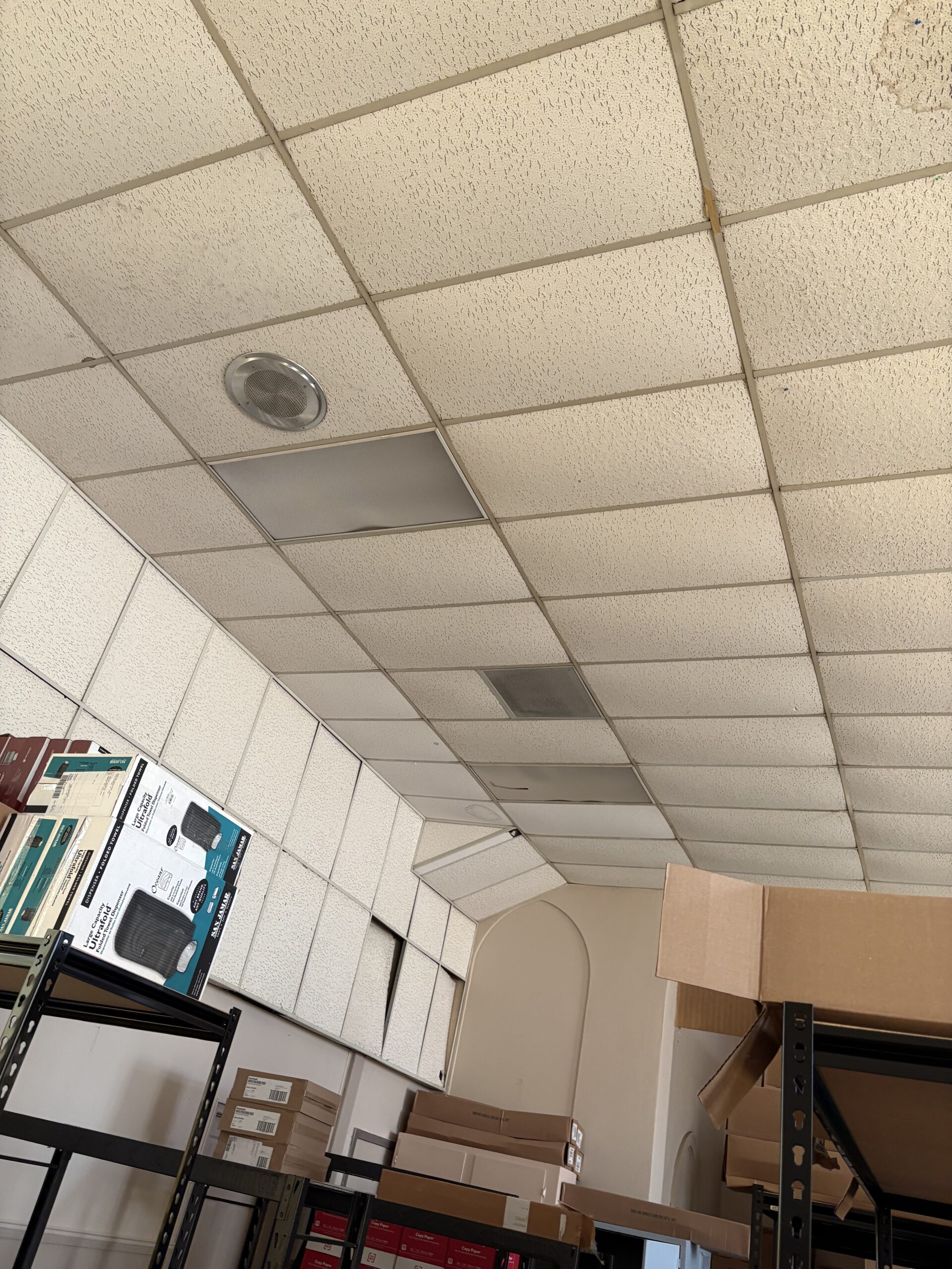 Existing ceiling tiles and side wall tiles