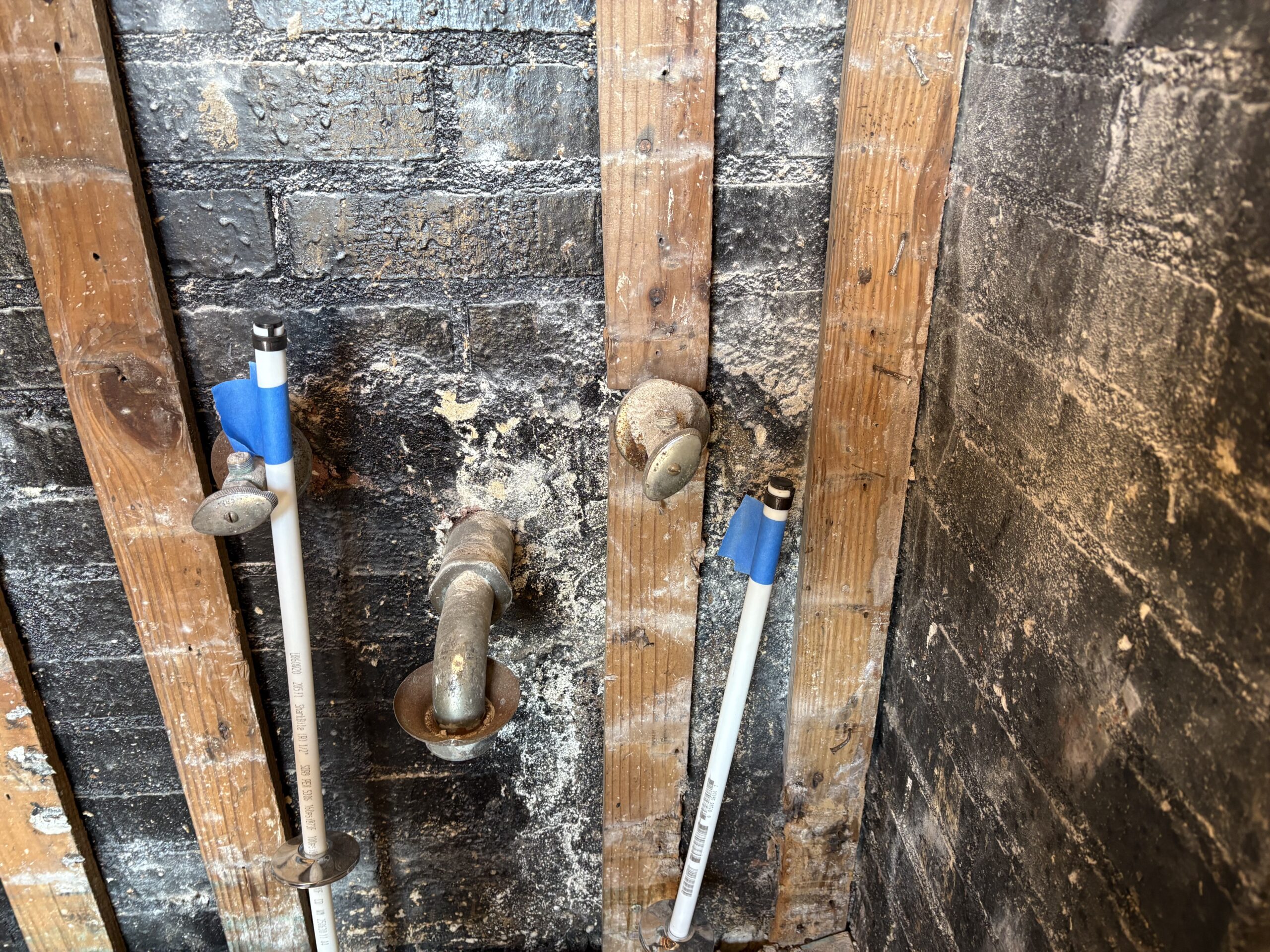 plumbing in the pastoral area removed and routed up through the floor